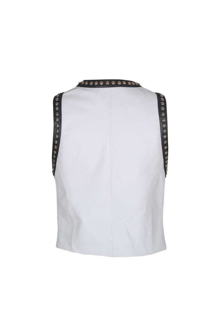 Yin Yang Studded Leather Vest