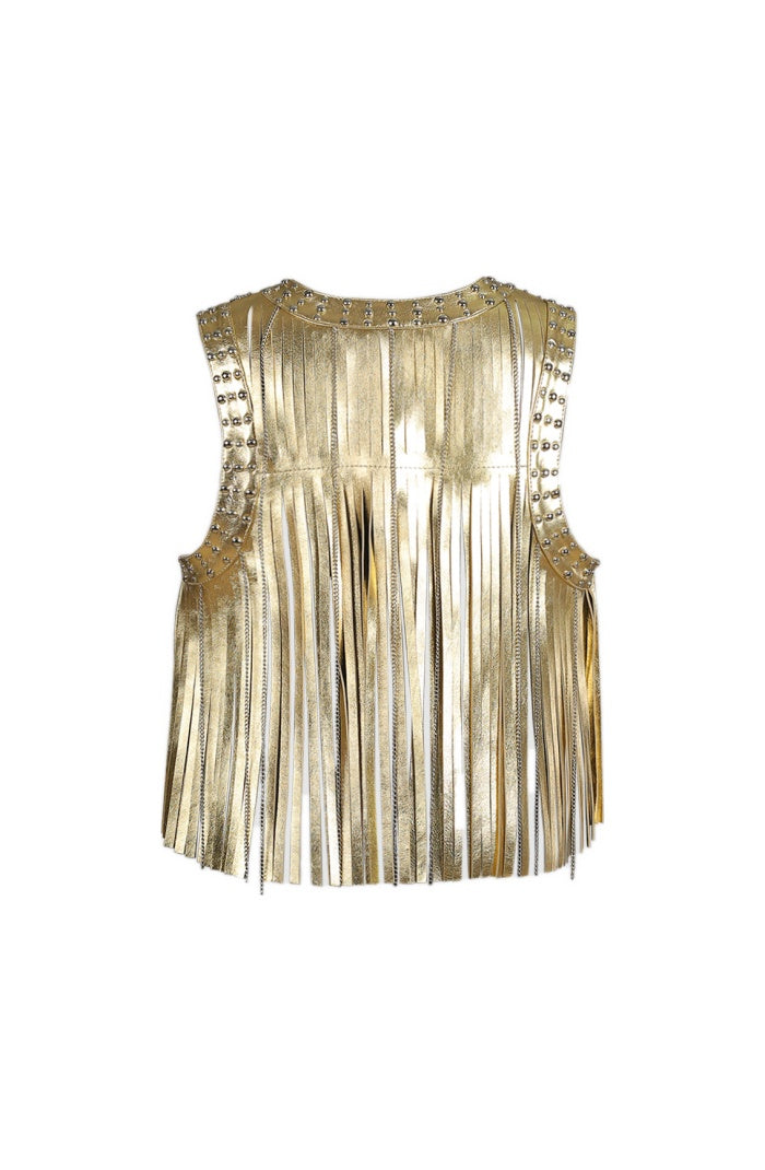 Juniper Leather Vest Gold
