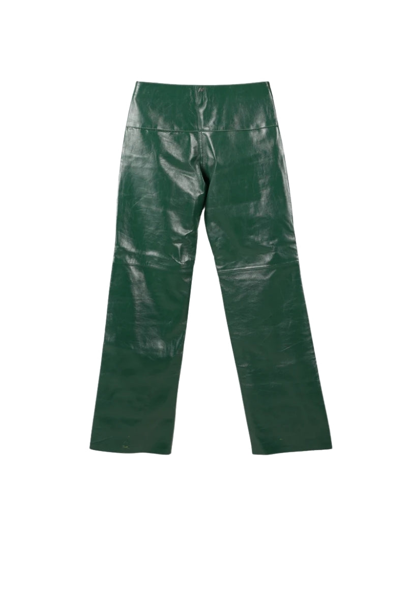 Jason Leather Pants Olive