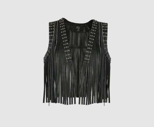 Juniper Leather Vest Black