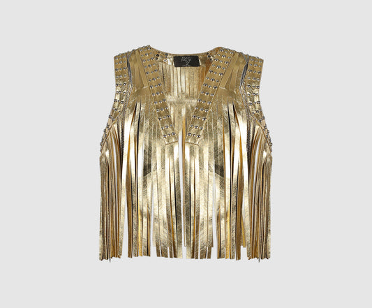 Juniper Leather Vest Gold