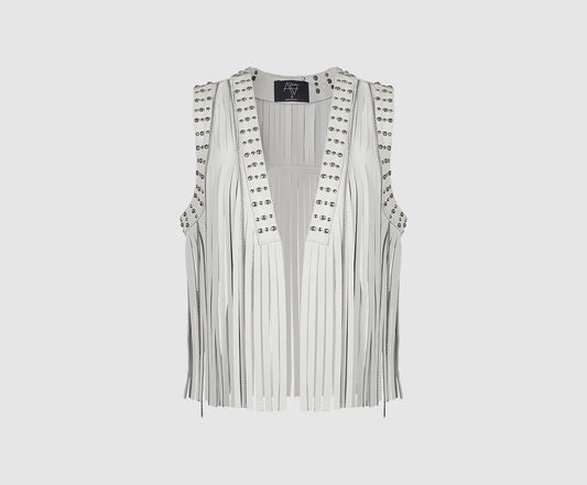 Juniper Leather Vest White