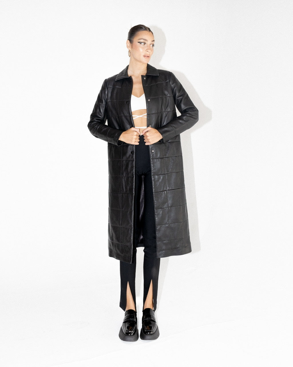 Maple Leather Coat Black