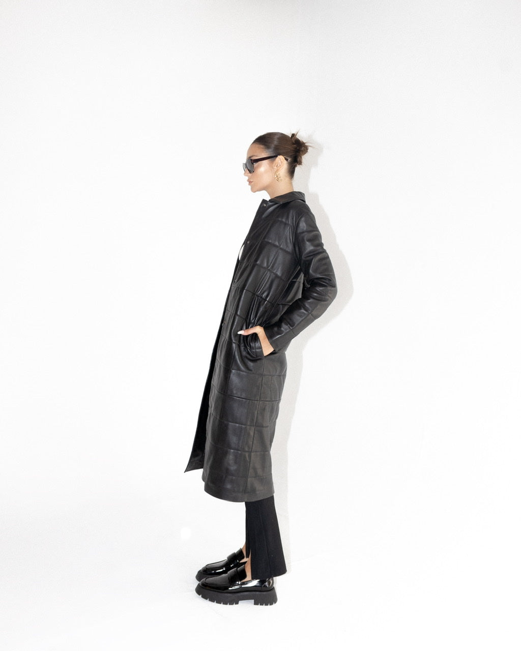 Maple Leather Coat Black