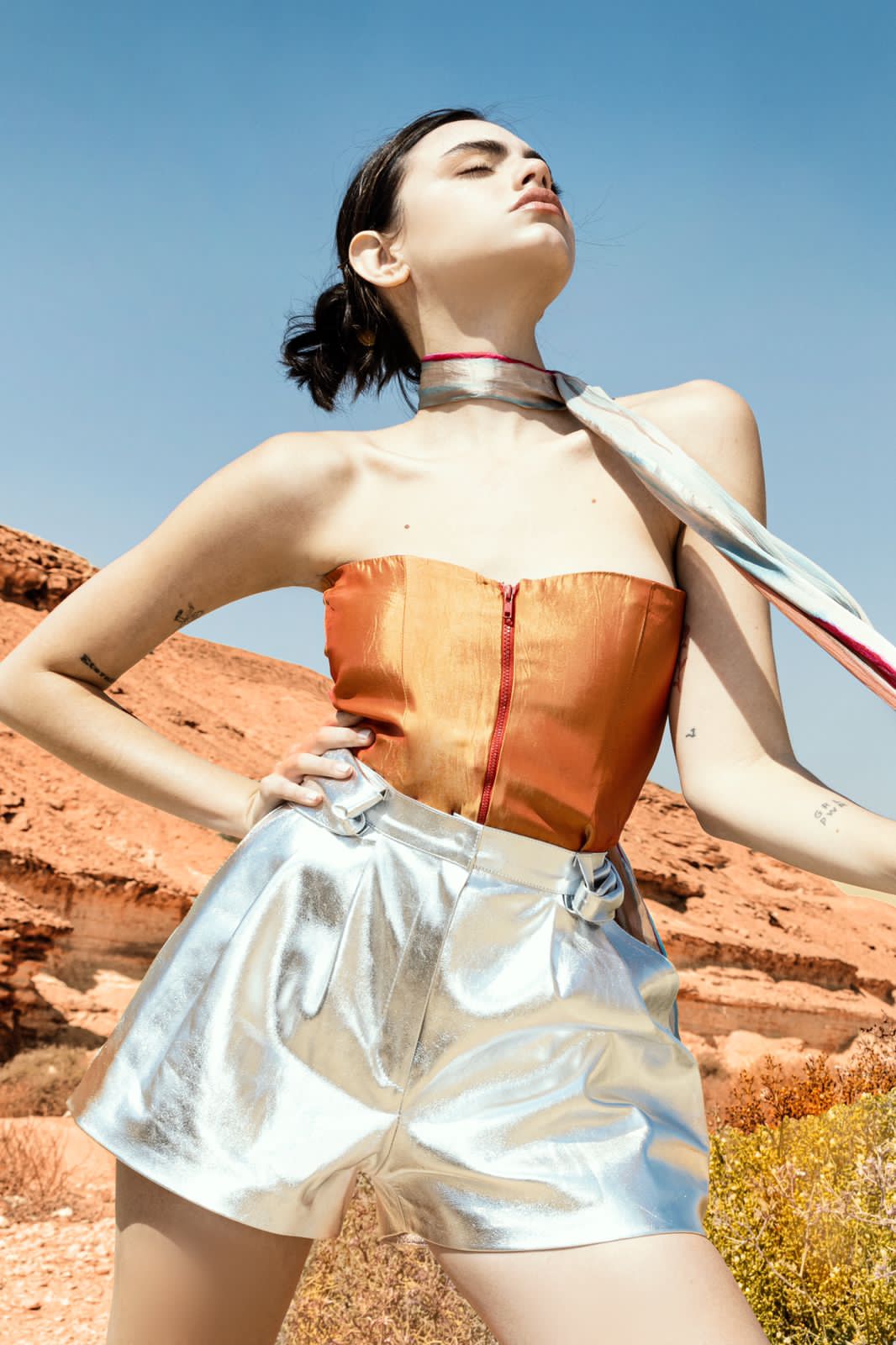Moonbow Leather Shorts Silver