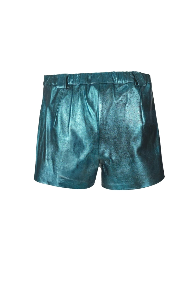 Moonbow Leather Shorts Washed Turquoise