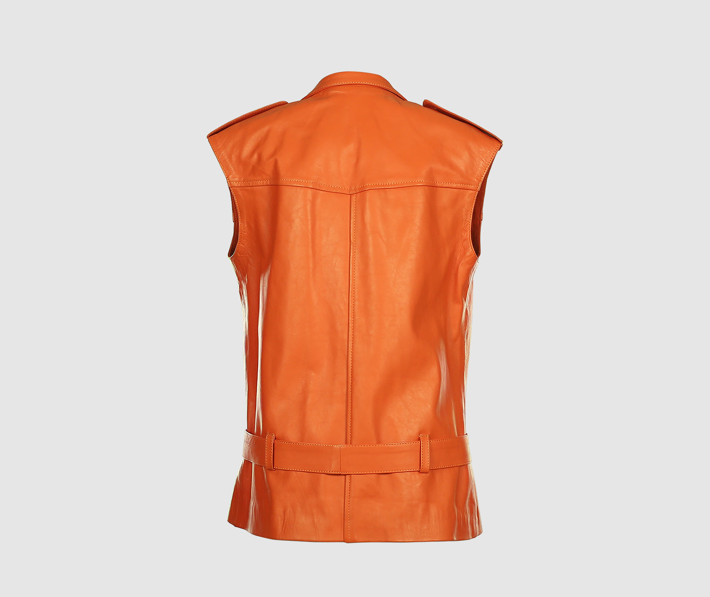 Oak Leather Biker Vest Orange