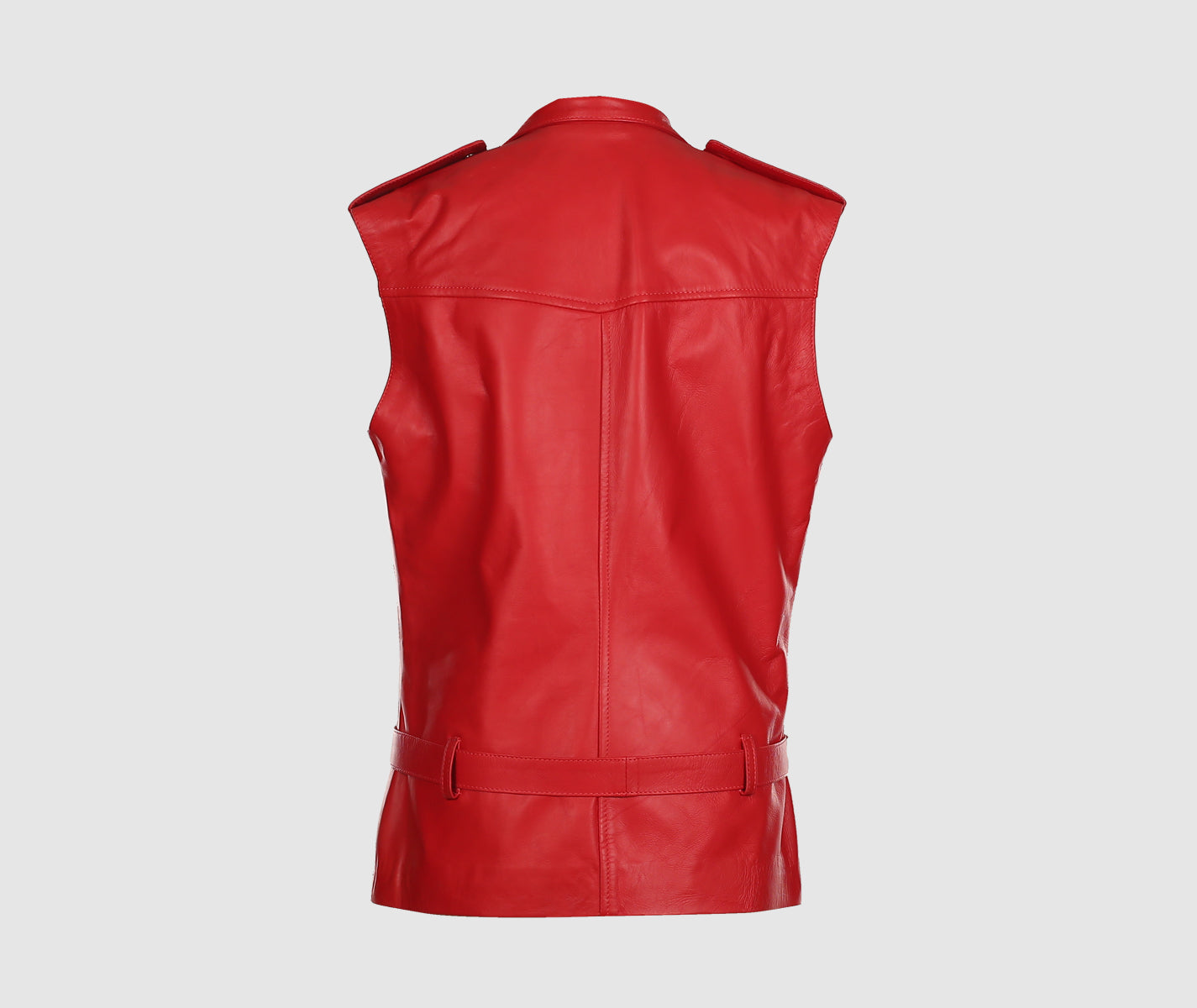 Oak Leather Biker Vest Red