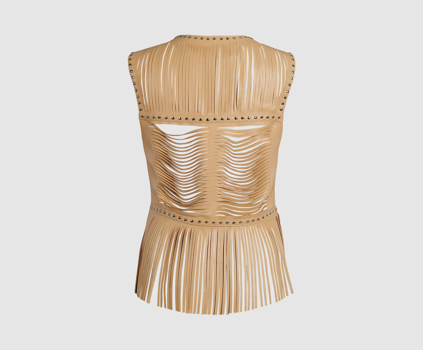 Quetzal Leather Vest Nude Beige