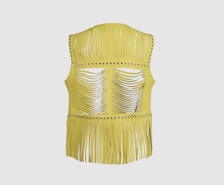 Quetzal Leather Vest Yellow