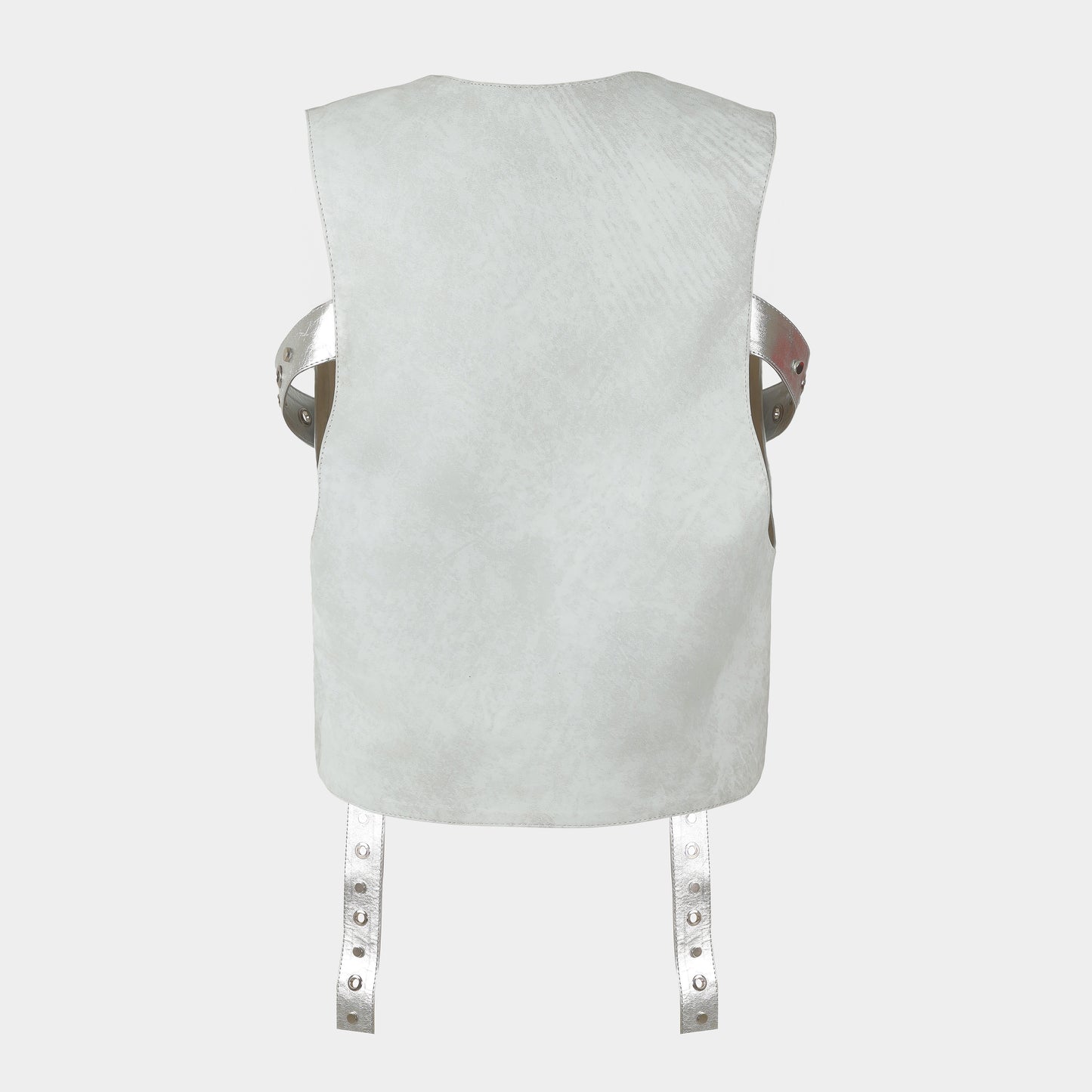 Quinn Leather Vest Washed White