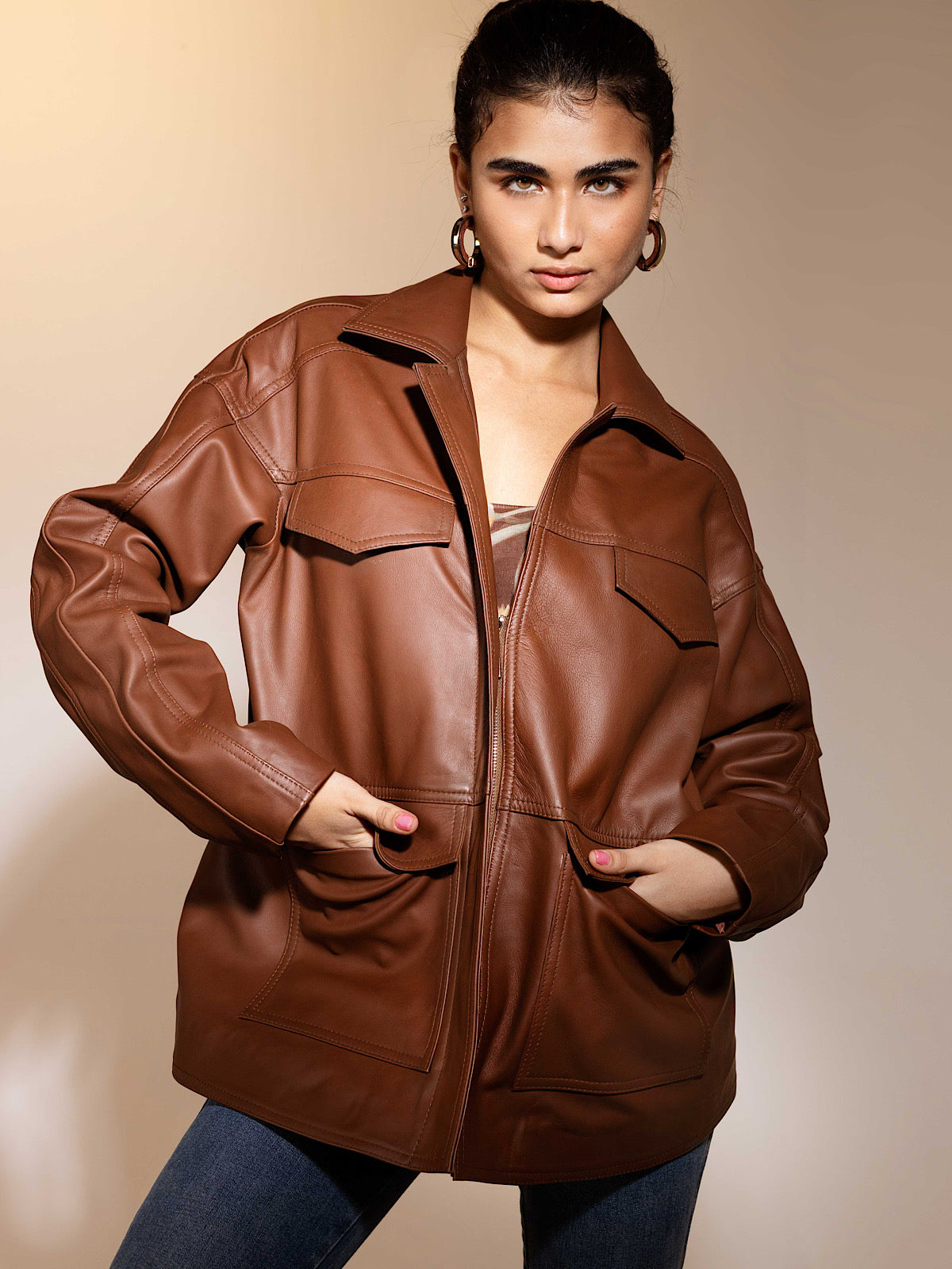 Sienna Leather Jacket Brown