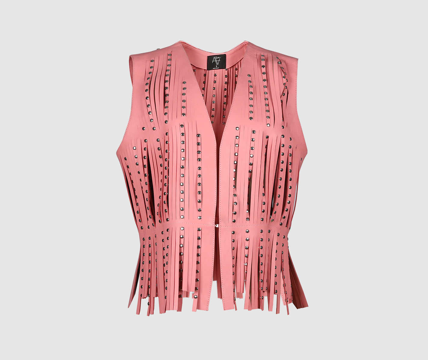 Studded Ayla Leather Vest Blush Pink