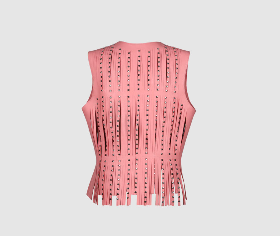 Studded Ayla Leather Vest Blush Pink