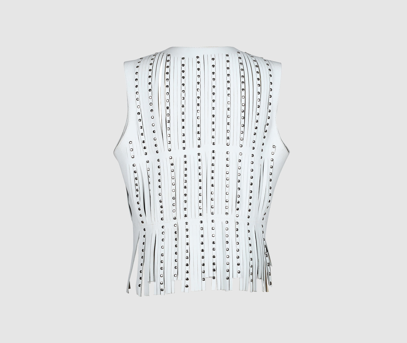 Studded Ayla Leather Vest White