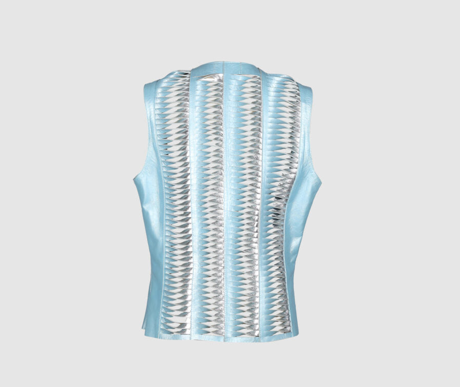 Surge Leather Vest Electric Baby Blue