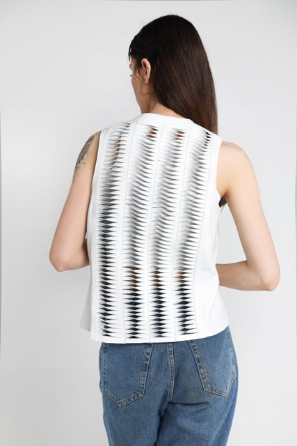 Surge Leather Vest White