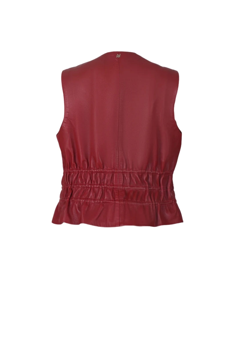 Tyler Leather Vest Red