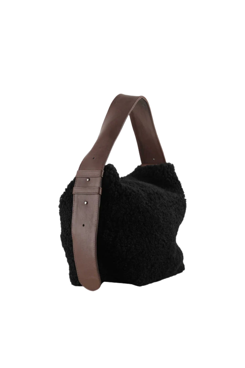 Eliana Shearling Bag Black x Brown