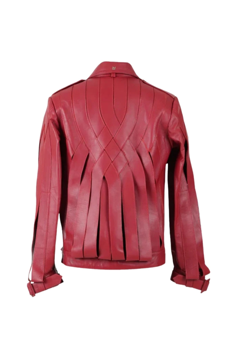 Brianna Oversized Leather Jacket Red