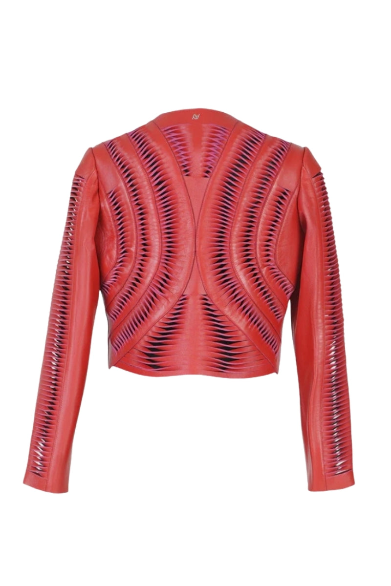Kiara Leather Jacket Red