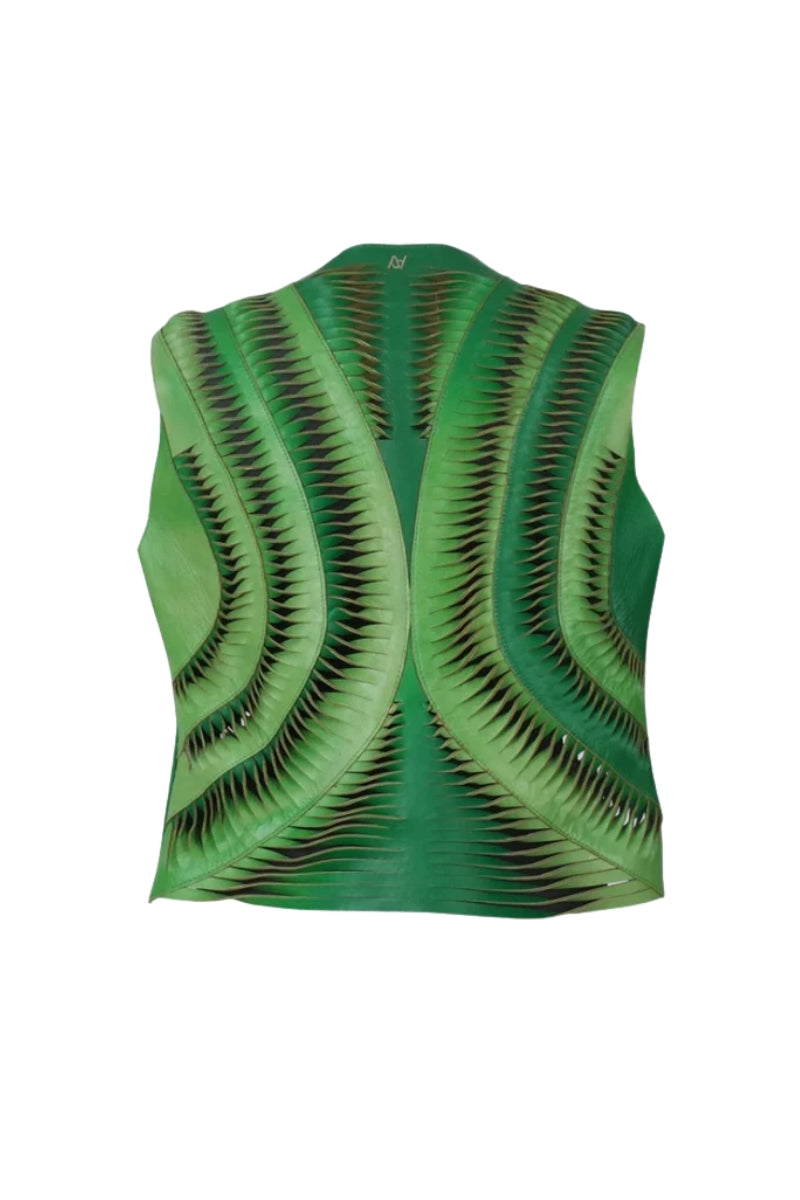 Kiara Leather Vest Green Ombre