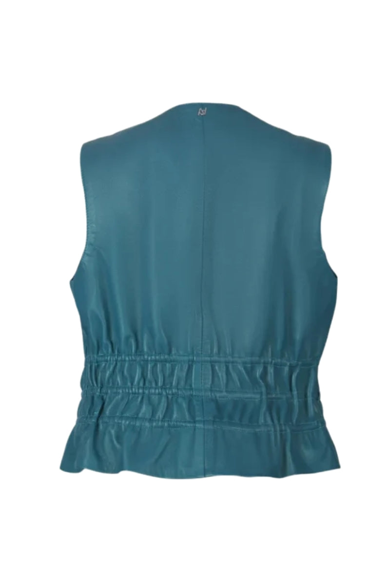 Tyler Leather Vest Cerlean Blue