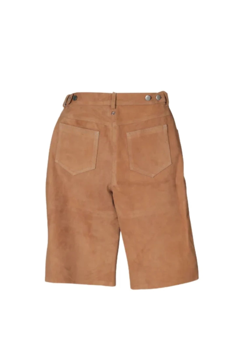 Callie Suede Bermuda Shorts Beige