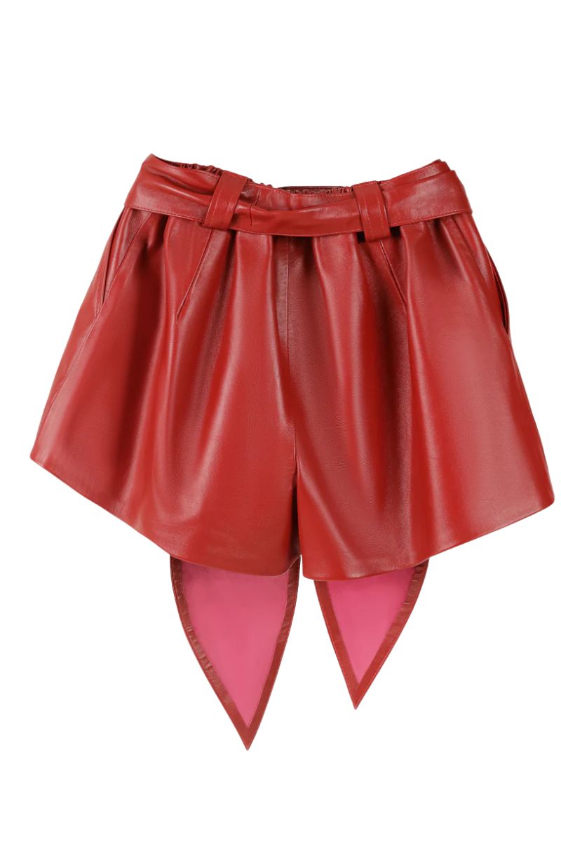 Moonbow Leather Shorts Red