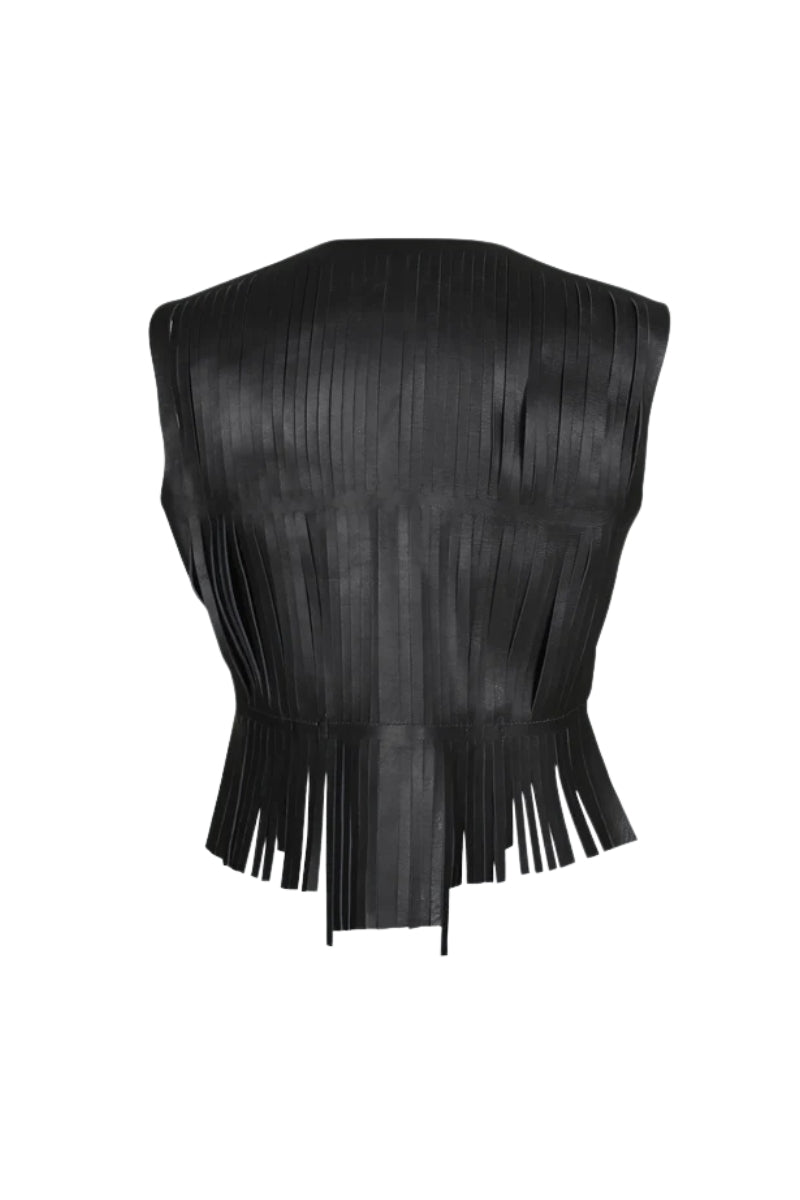 Ayla Leather Vest Black