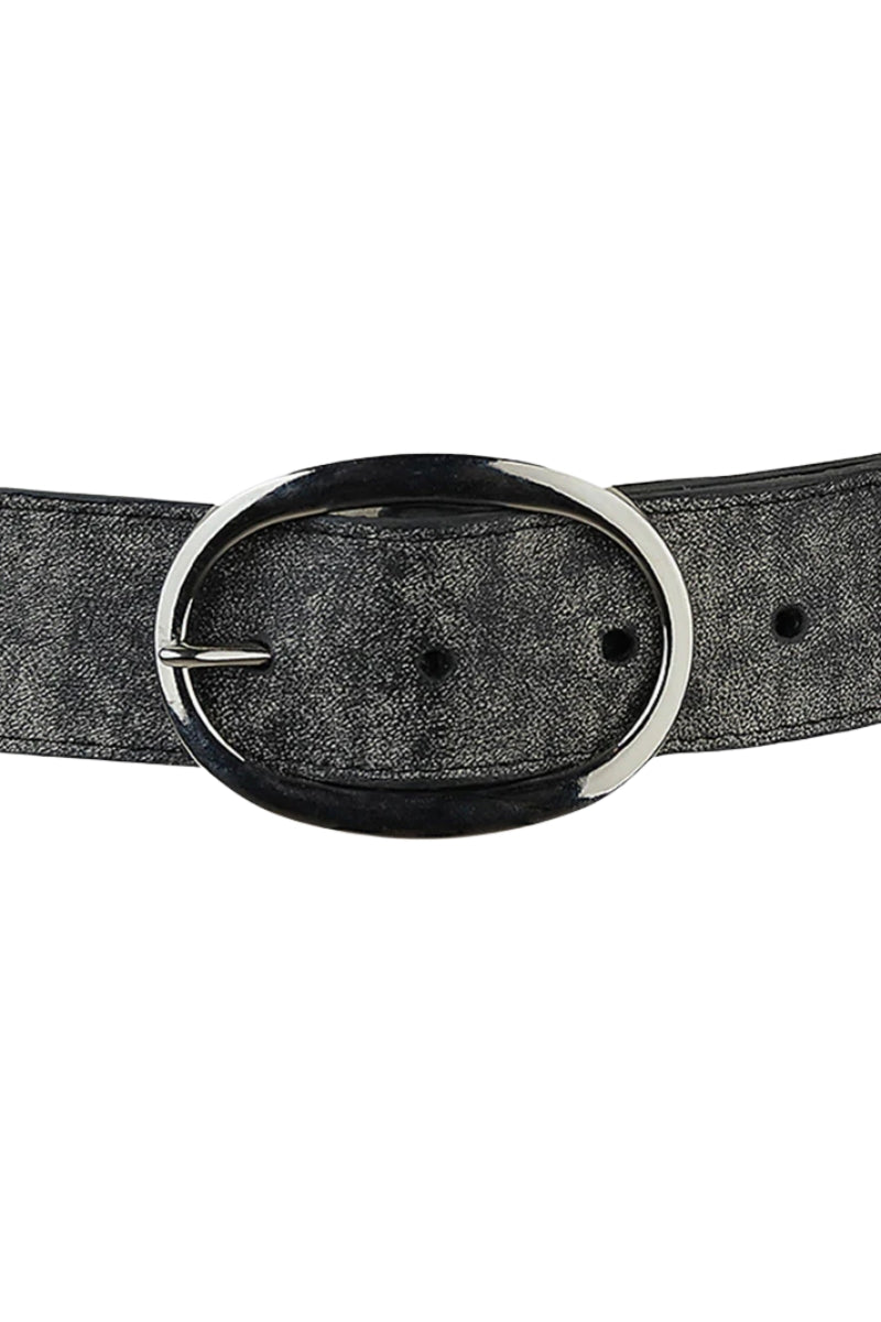 Jace Leather Belt Washed Black