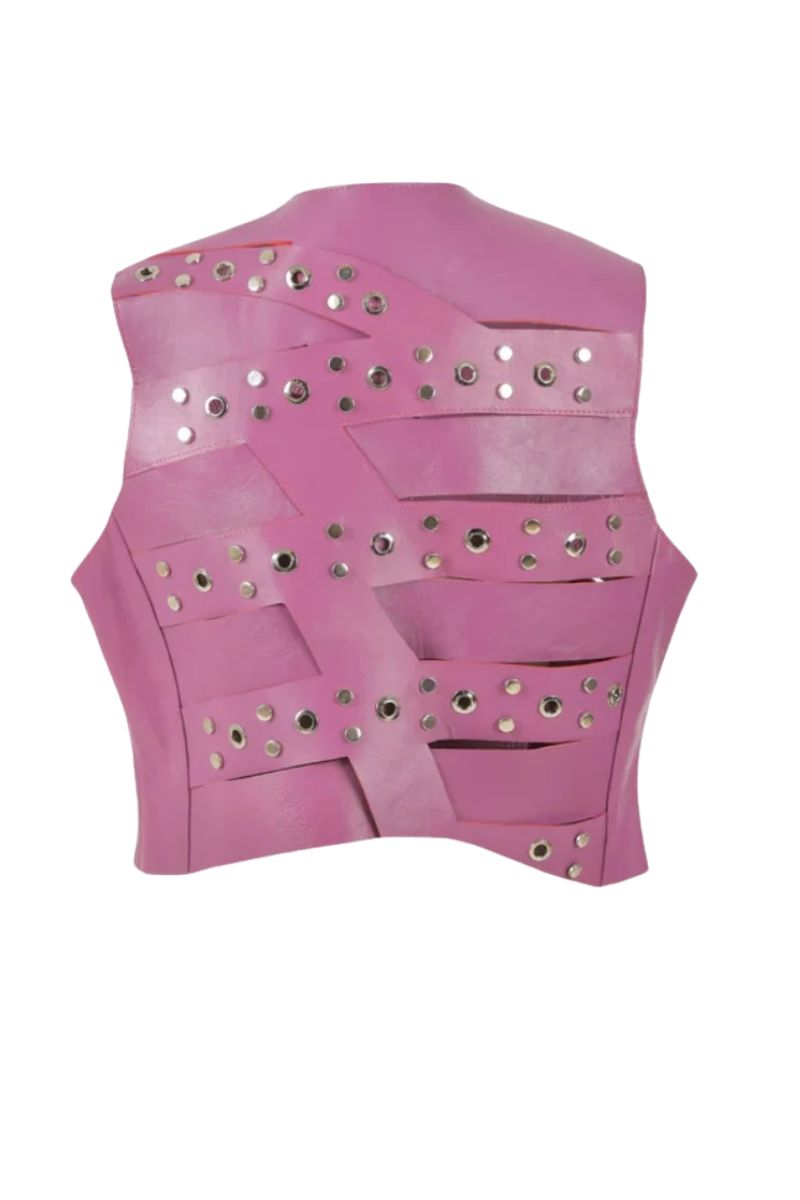 Aiden Studded Leather Vest Purple