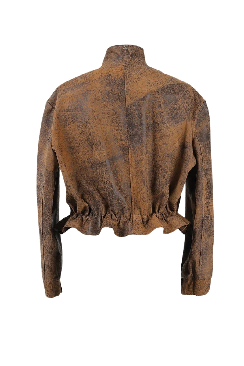 Bennett Leather Jacket Washed Brown