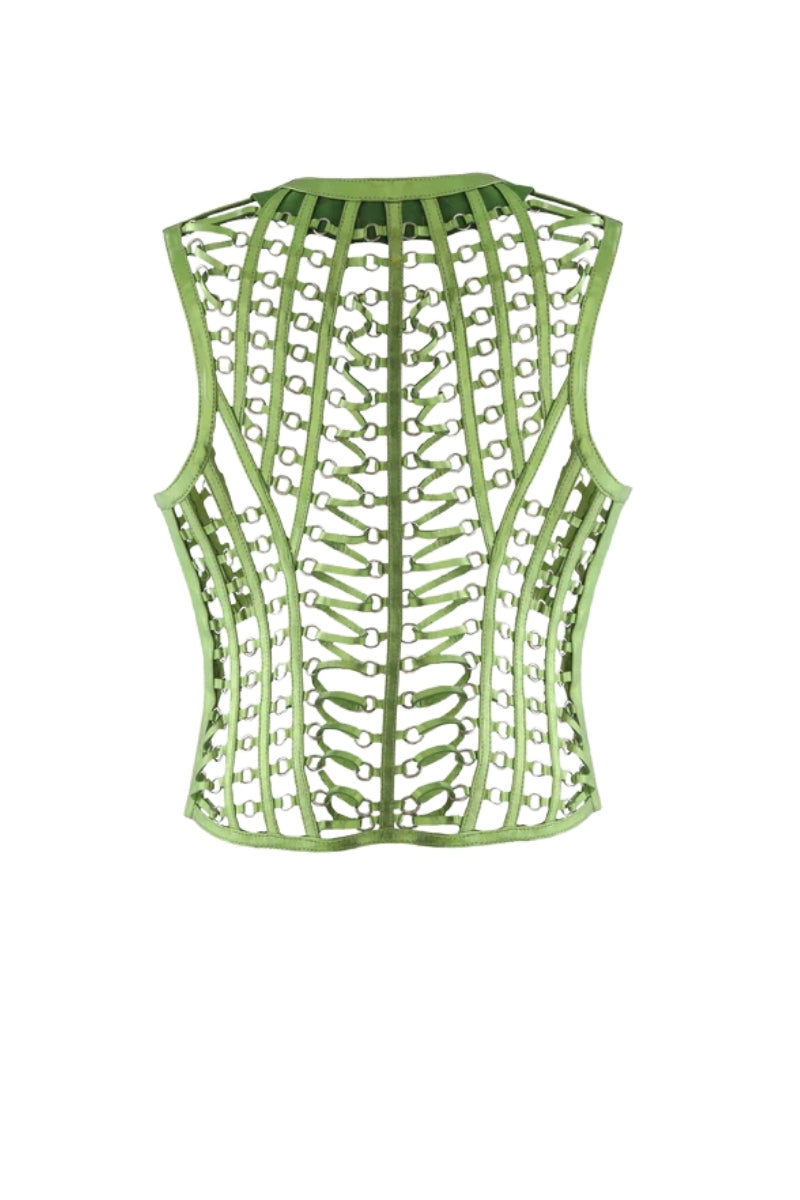 Phoneix Leather vest Electric Green