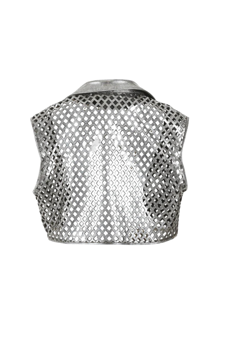 Kayden Leather Vest Washed Silver