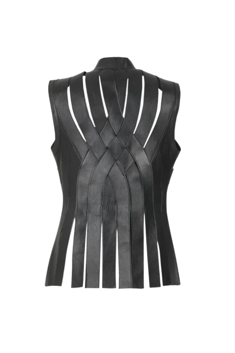 Brianna Leather Vest Black