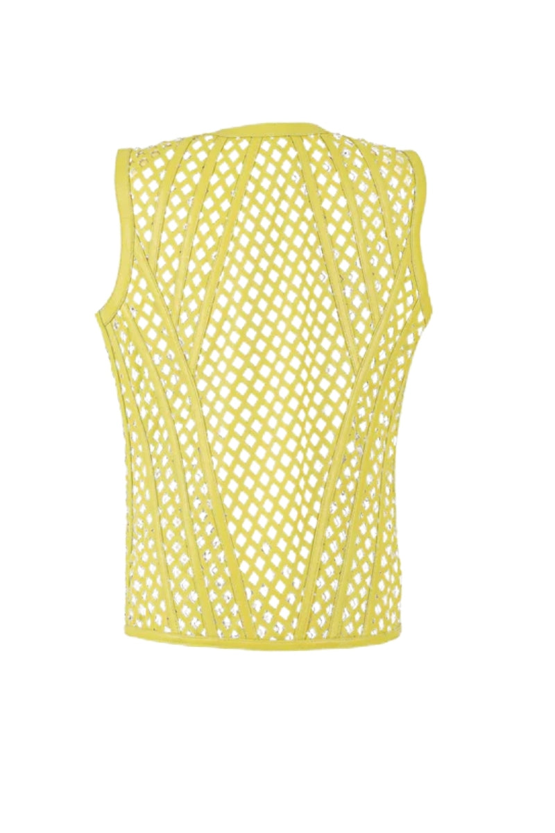 Aurelia Leather Vest Yellow