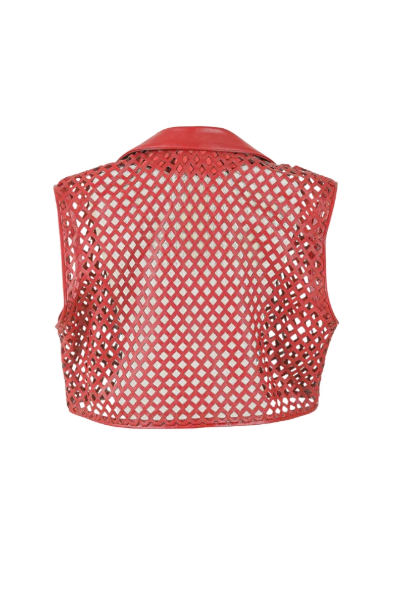 Kayden Leather Vest Red