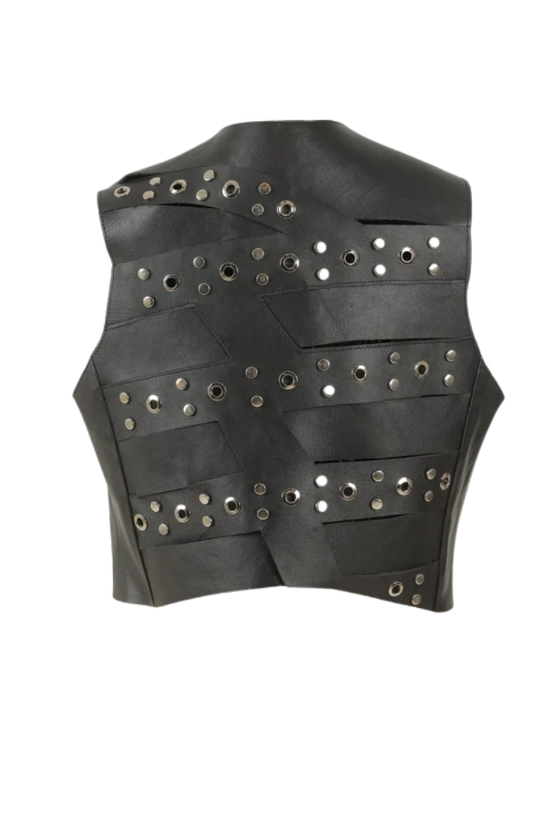 Aiden Studded Leather Vest Black