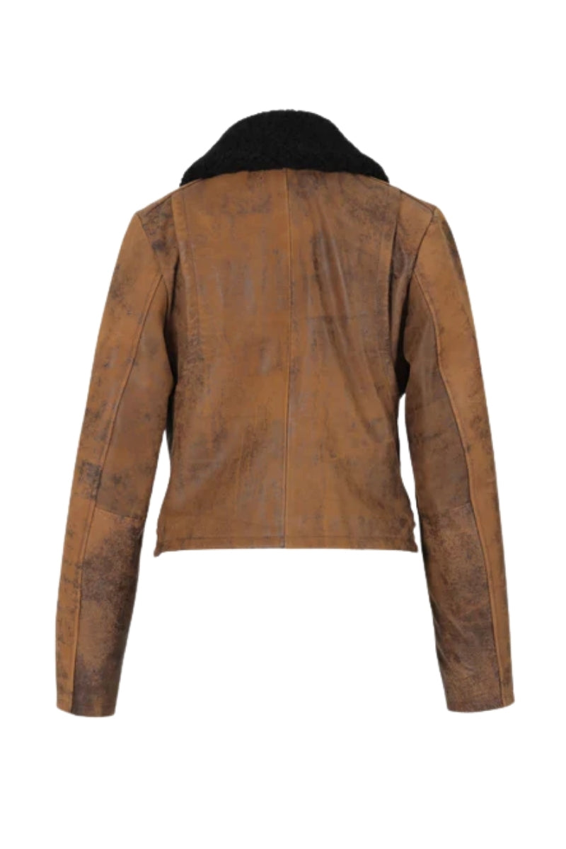 Emery Leather Jacket Washed Brown