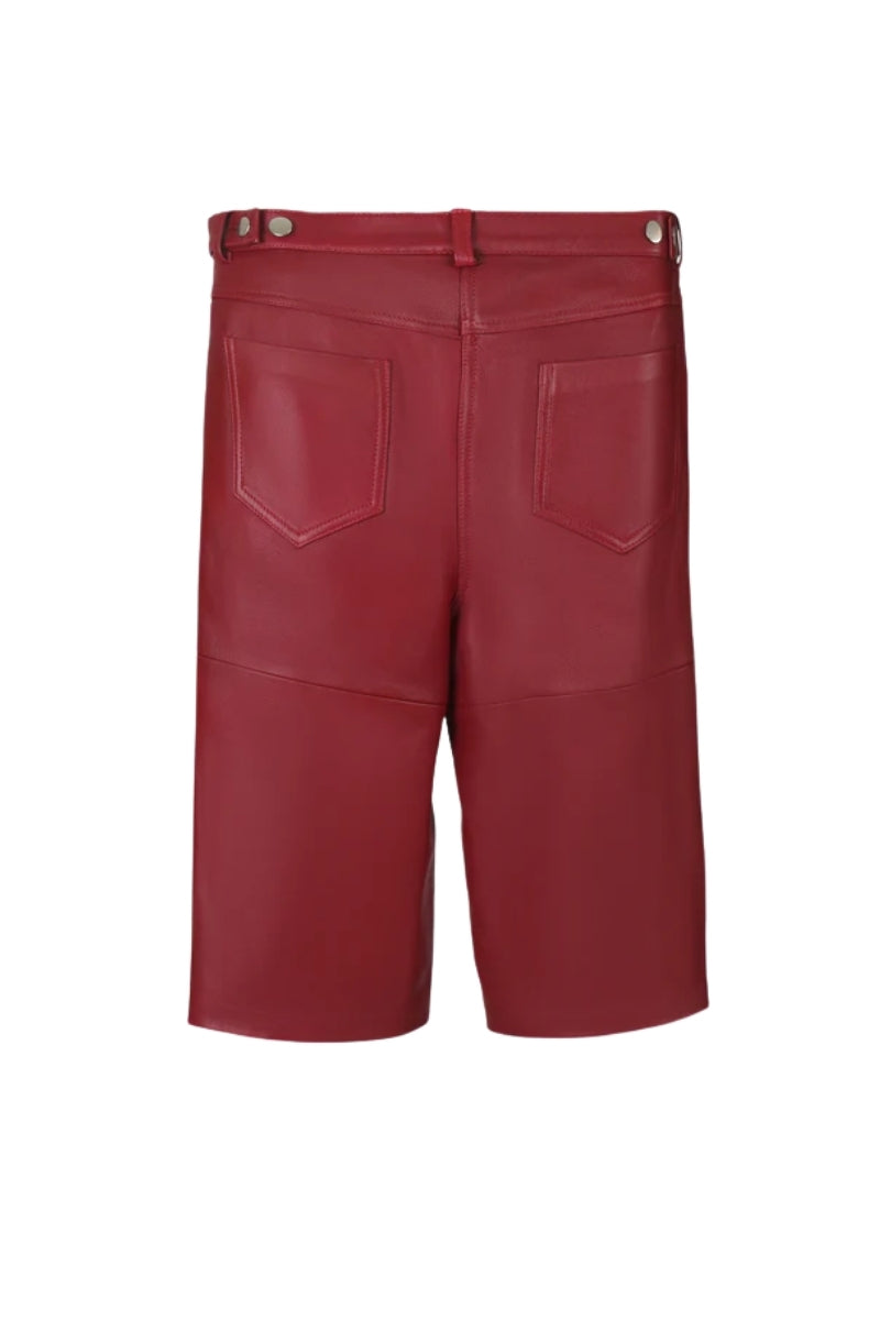 Callie Leather Bermuda Shorts Red