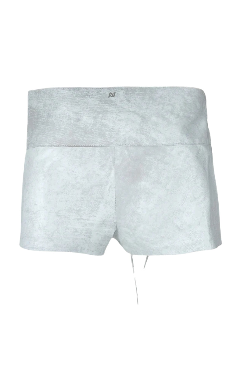 Jason Leather Shorts Washed White