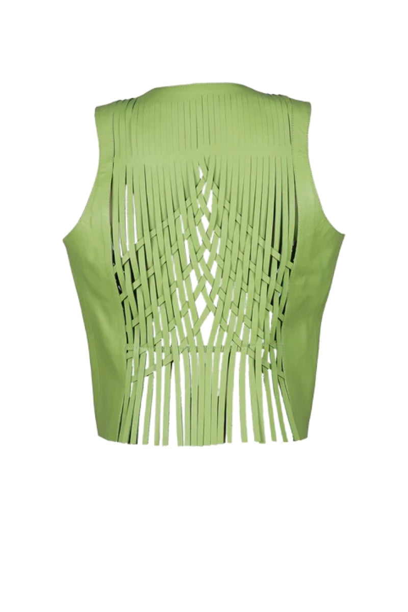 Attalea Leather Vest Lime Green