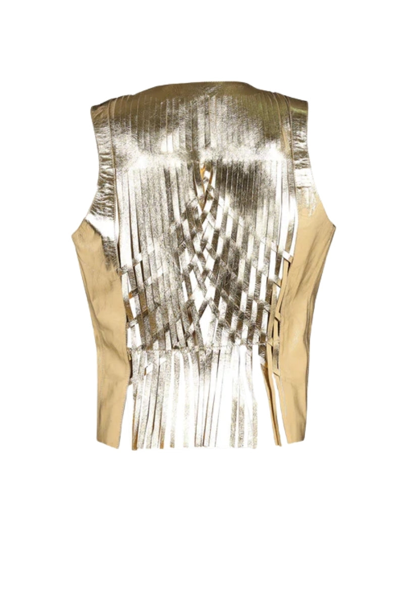 Attalea Leather Vest Gold