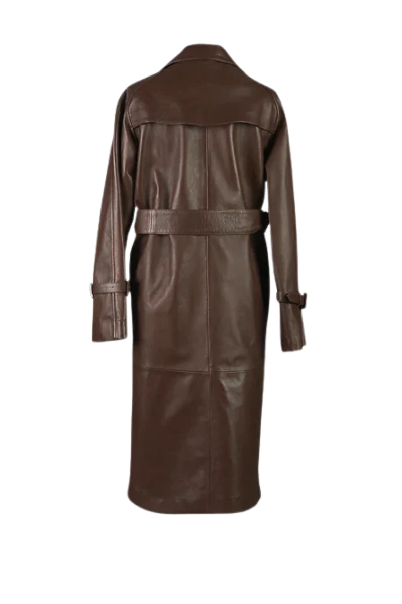 Dahlia Leather Coat Brown