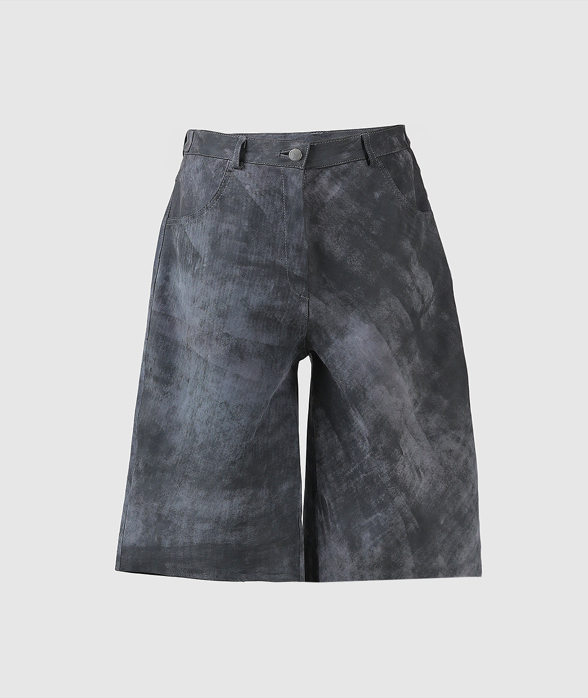 Callie Leather Bermuda Shorts Washed Grey