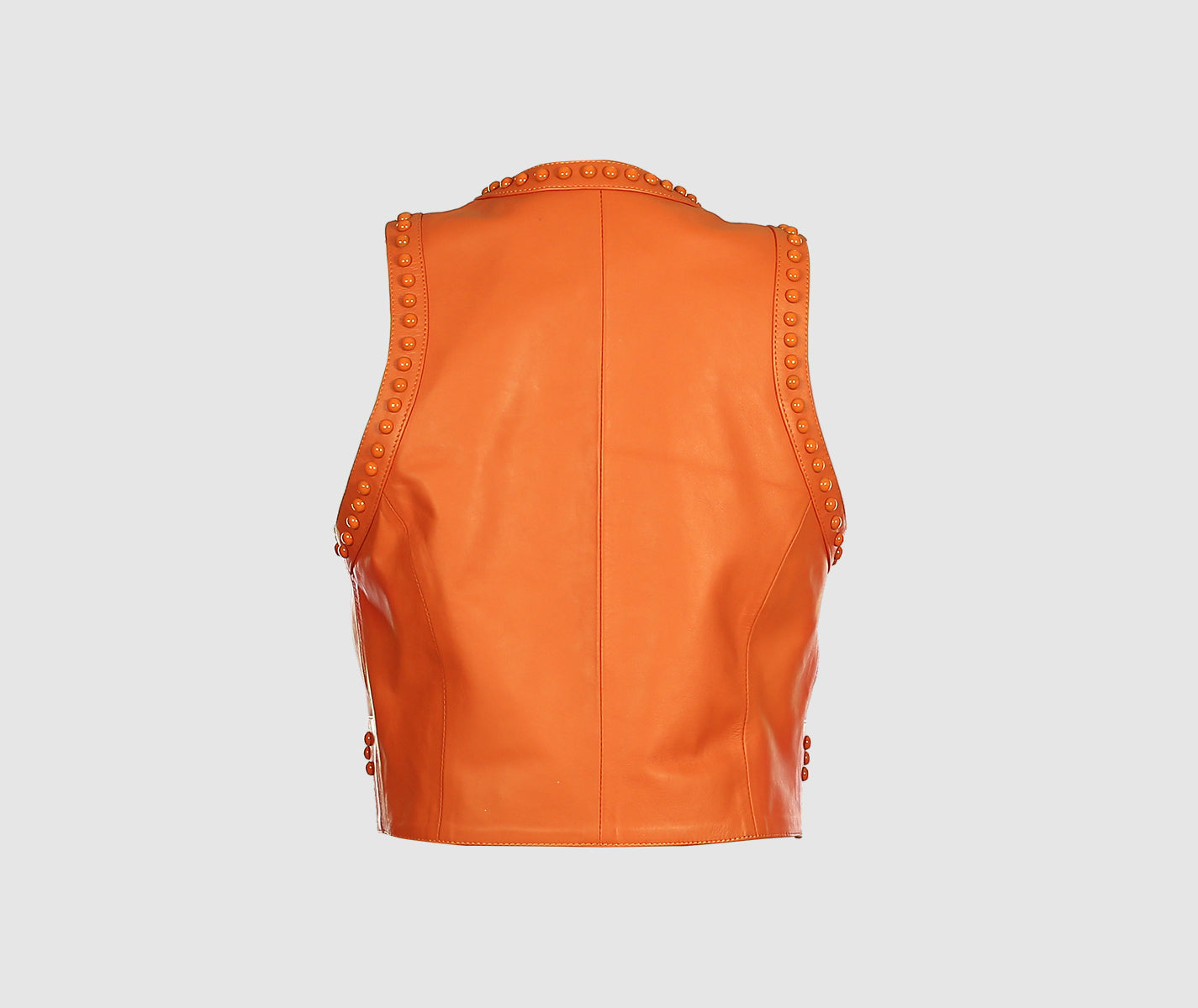 Yin Yang Studded Leather Vest Orange