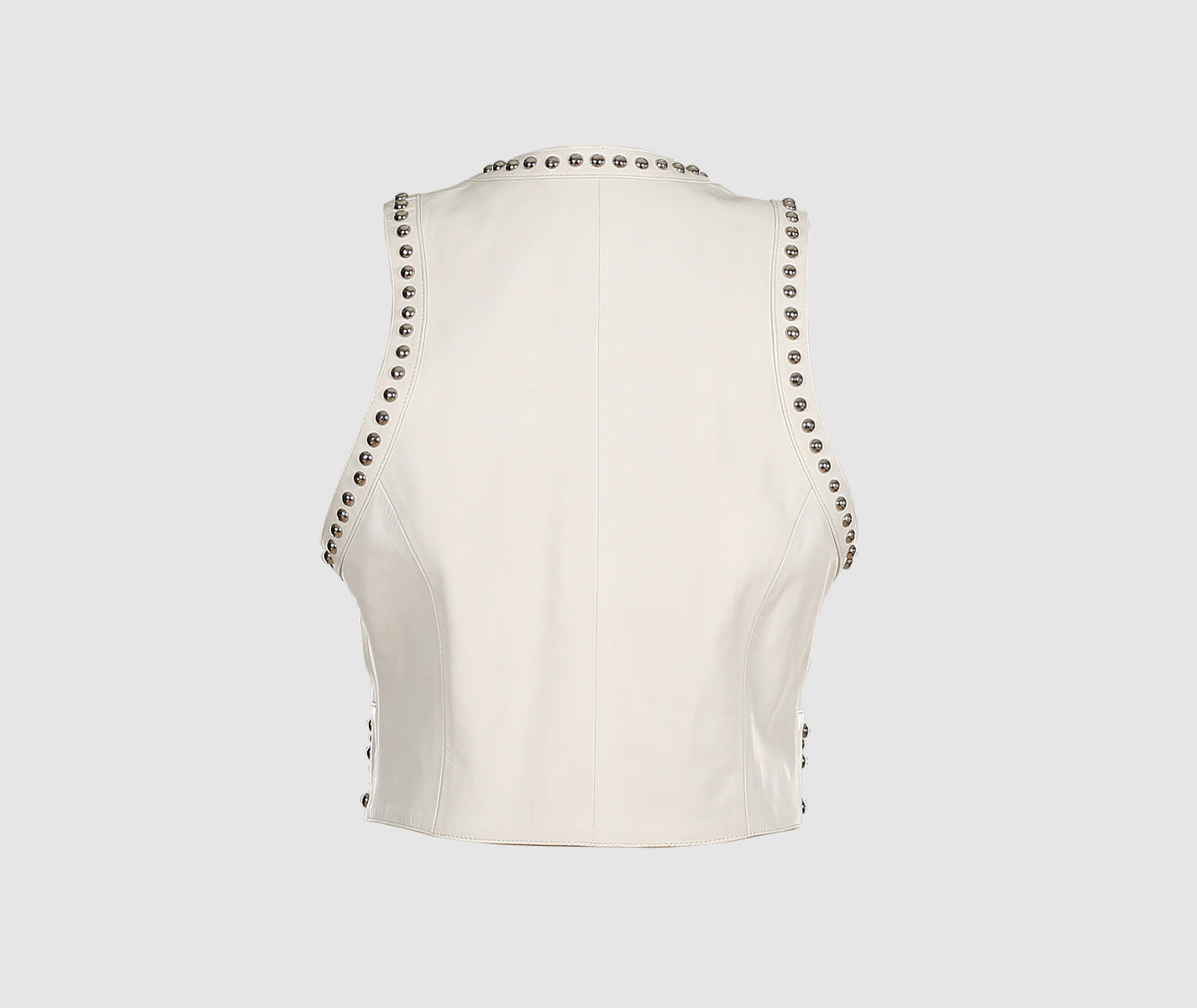 Yin Yang Studded Leather Vest White