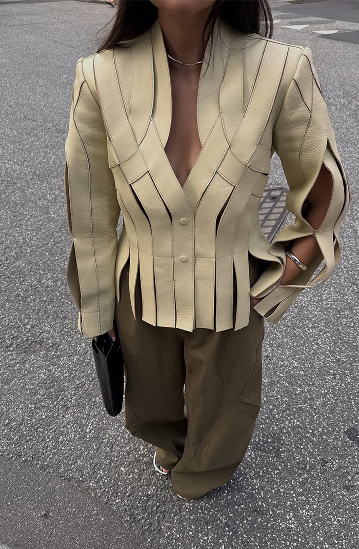 Brianna Leather Jacket Butter Yellow