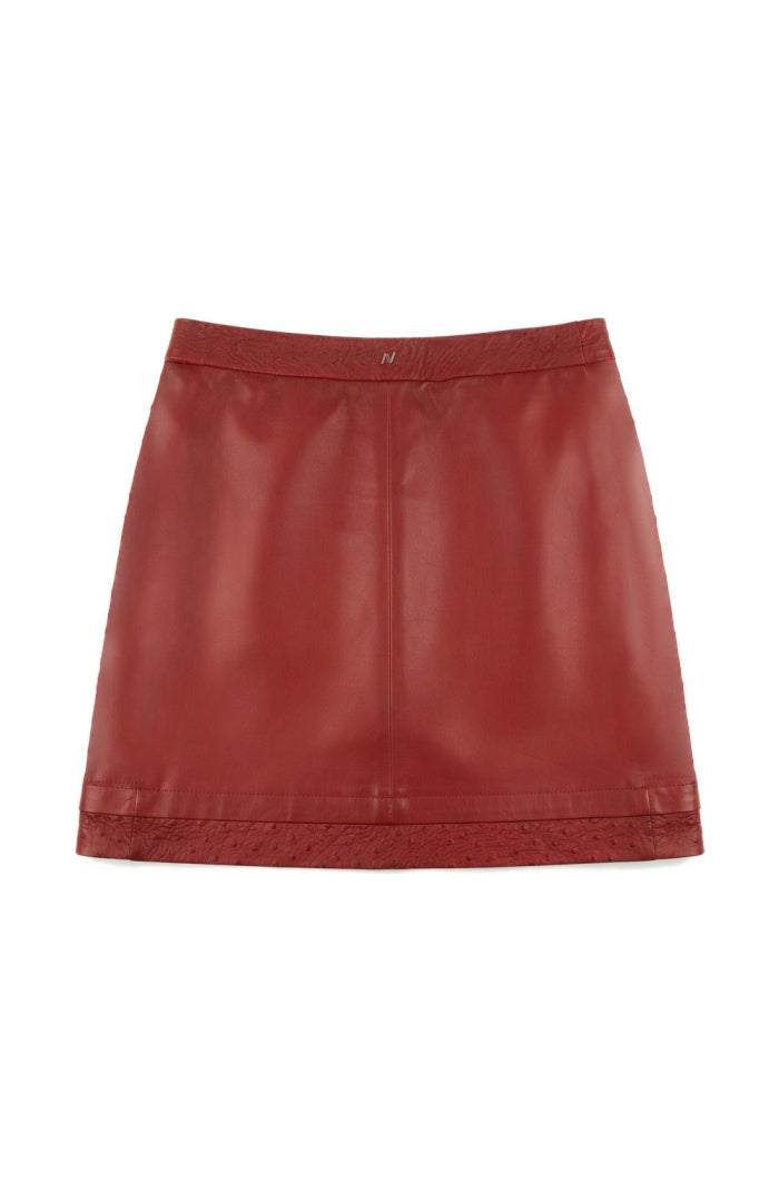 Aspen Leather Skirt Red x Red Ostrich - Limited Edition